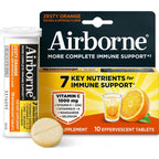 Airborne Immune Support Effervescent Tablets, Zesty Orange Flavor - 30ct with 1000mg Vitamin C + Vitamins A, D, E, Zinc, Selenium, Manganese & Herbal Blend - Sugar‑Free, Gluten‑Free