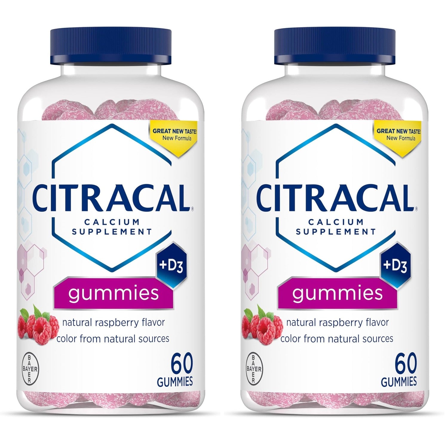 Citracal Calcium Gummies, Calcium Supplement with Vitamin D3, Support Bone Health, for Ages 12+, Natural Raspberry Flavor, 60 Count