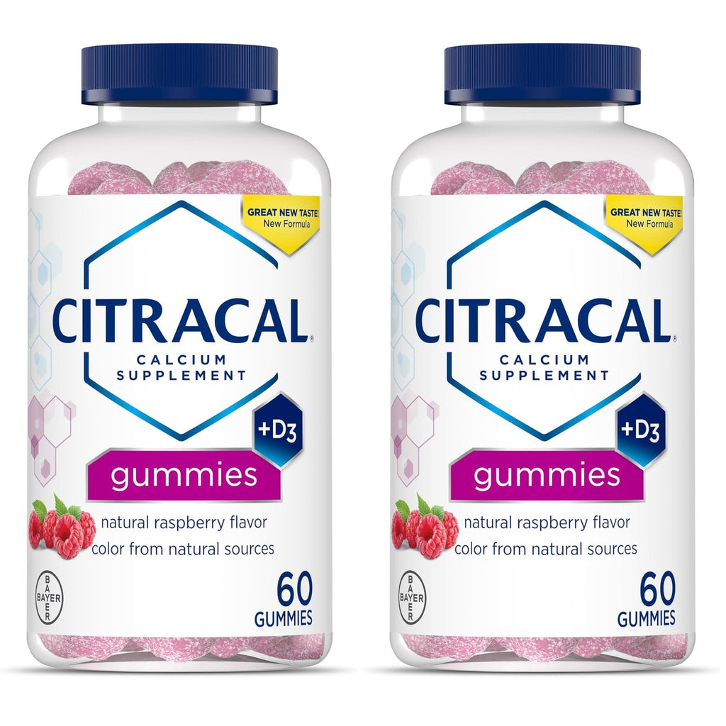 Citracal Calcium Gummies, Calcium Supplement with Vitamin D3, Support Bone Health, for Ages 12+, Natural Raspberry Flavor, 60 Count
