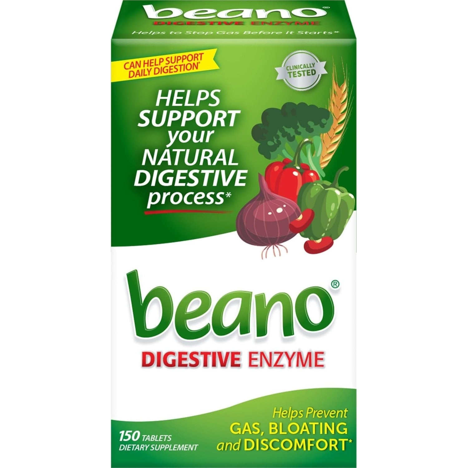 Beano Digestive Enzyme, Preventive Gas Relief for Adults, Helps Prevent Gas & Bloating, 180 Tablets