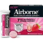 Airborne Immune Support Effervescent Tablets, Zesty Orange Flavor - 30ct with 1000mg Vitamin C + Vitamins A, D, E, Zinc, Selenium, Manganese & Herbal Blend - Sugar‑Free, Gluten‑Free