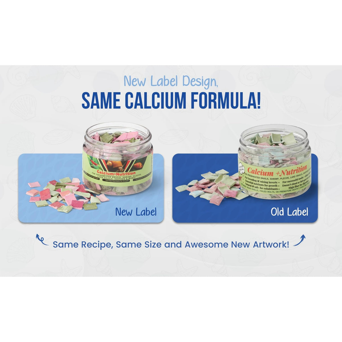 New label design for Calcium Nutrition for Aquatic Life, 100% Authentic and available in India at Curat Cart.