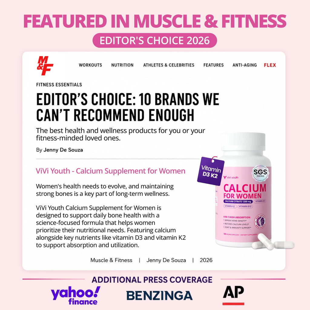 Premium Calcium Supplements for Women in official packaging, featuring Vitamin D3 and K2, available at Curat Cart.