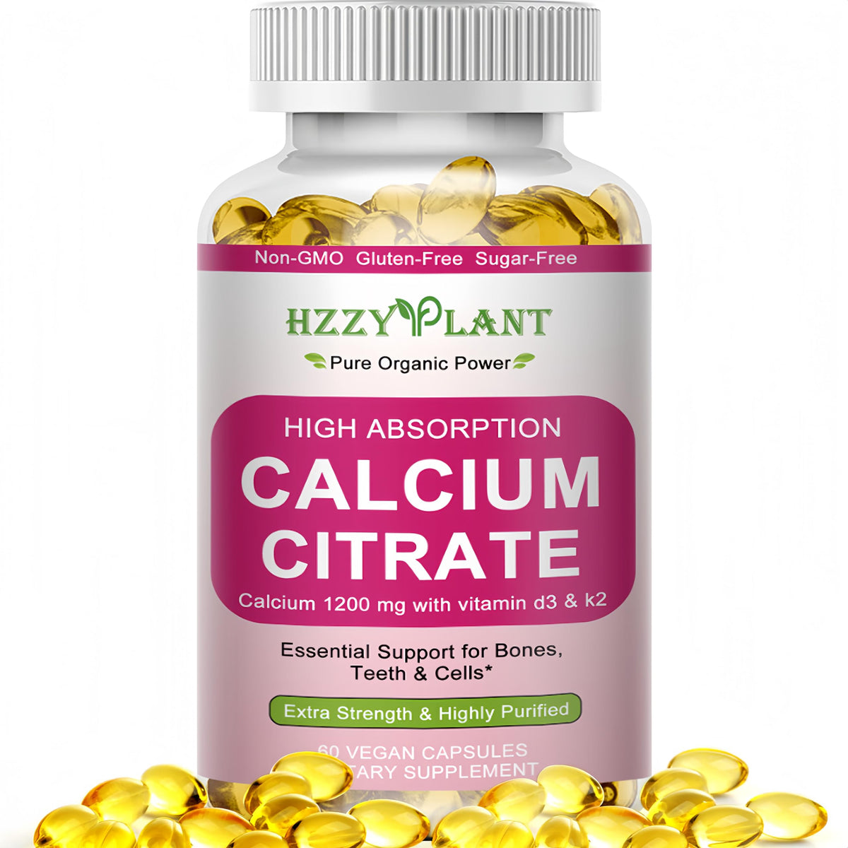 High absorption Calcium Citrate supplements for women, imported for Curat Cart. Essential for bones, teeth, and cells. Premium quality.
