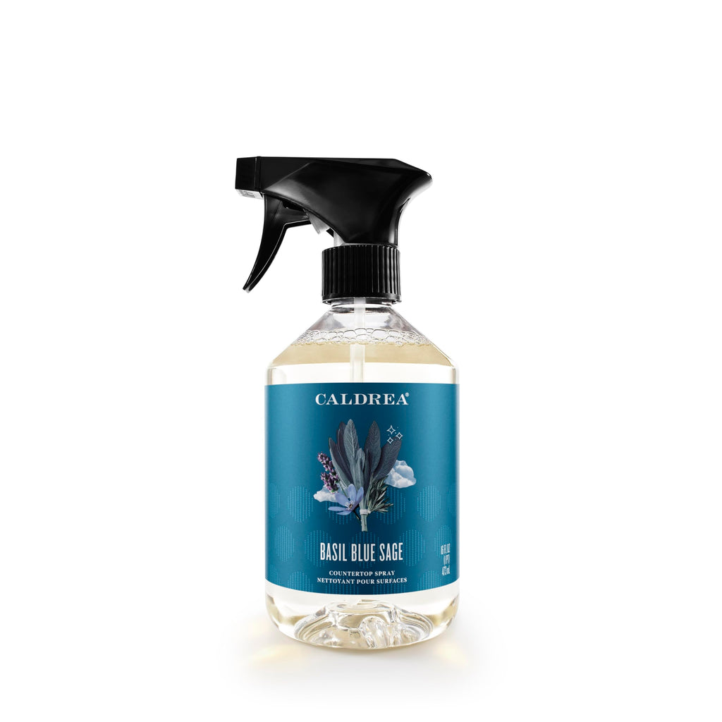 Caldrea Multi-surface Spray Cleaner in Basil Blue Sage, a premium import from Curat Cart, perfect for a fresh, clean home.