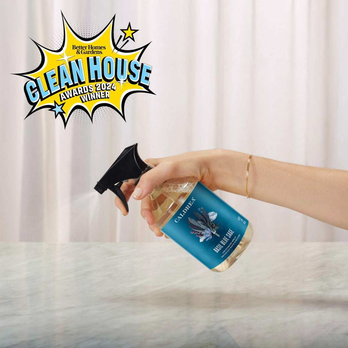 Caldrea Multi-surface Spray Cleaner showcased by Curat Cart, a Clean House Awards 2024 winner for premium cleaning solutions.