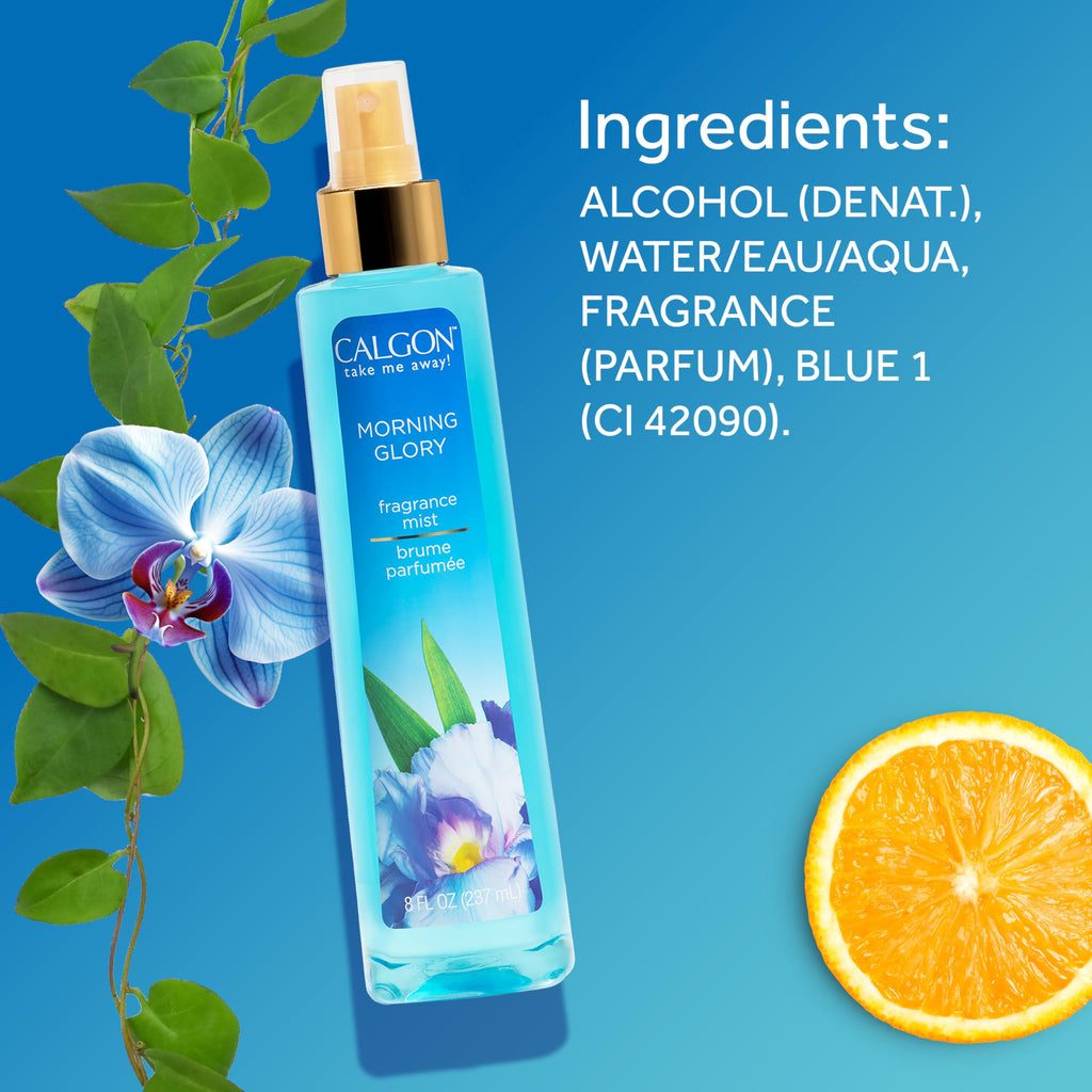 Premium imported Calgon Morning Glory fragrance body mist with floral notes, perfect for freshening up your day.