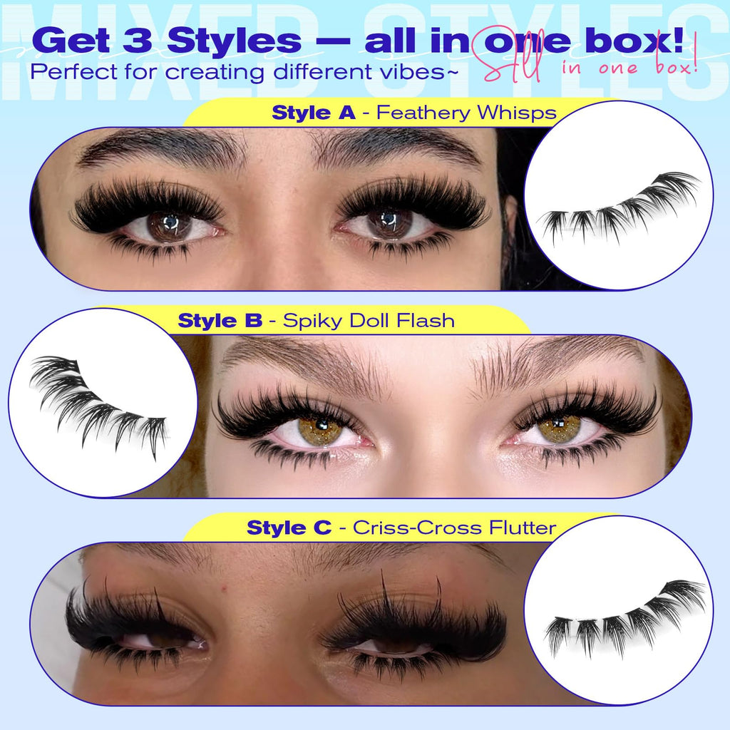 Discover Calphdiar Bottom Lash Clusters with three distinct styles—ideal for creating unique eye looks. Premium imported beauty accessory.