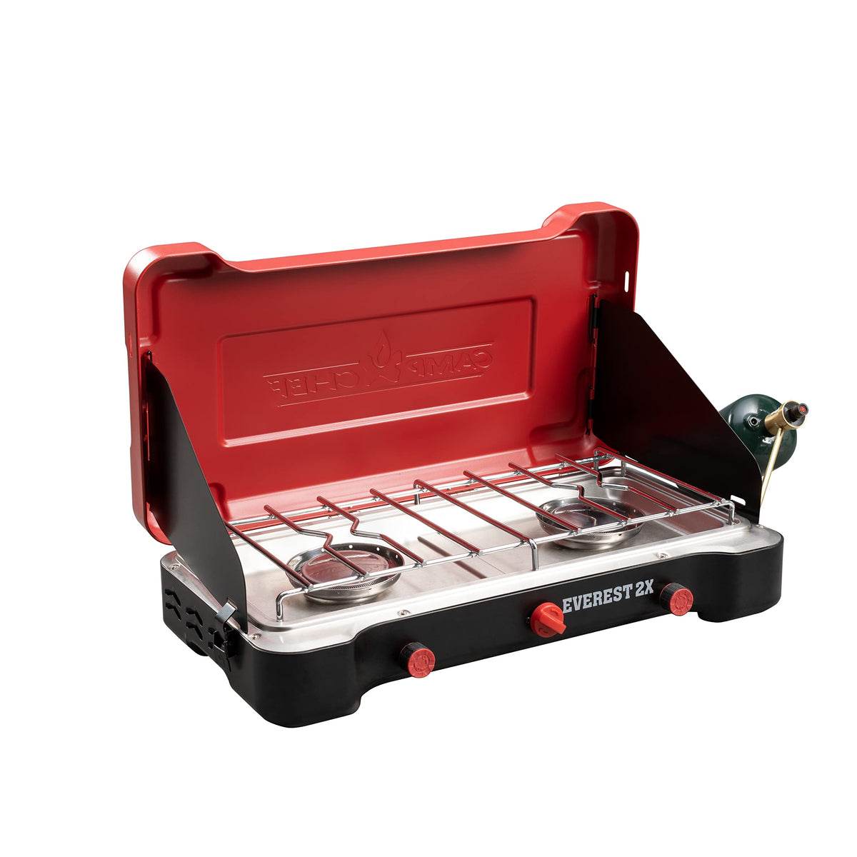 Discover the Camp Chef Everest 2-Burner Stove, a premium import perfect for outdoor cooking. Available at Curat Cart.