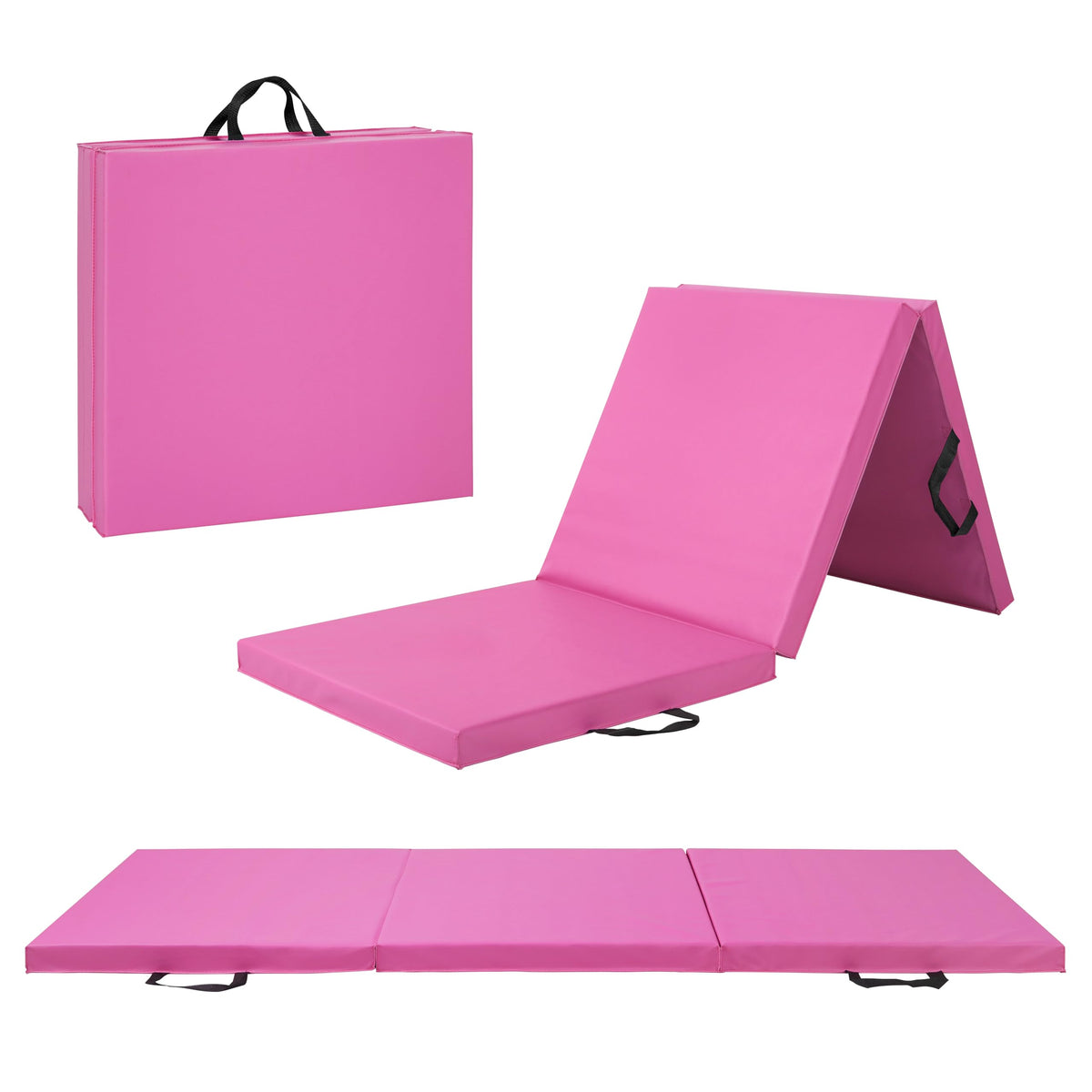Premium imported CAP Barbell Folding Exercise Mat in vibrant pink, ideal for workouts, available at Curat Cart.