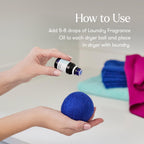 Capri Blue Volcano Laundry Fragrance Oil being added to a dryer ball. 100% Authentic, available at Curat Cart in India.
