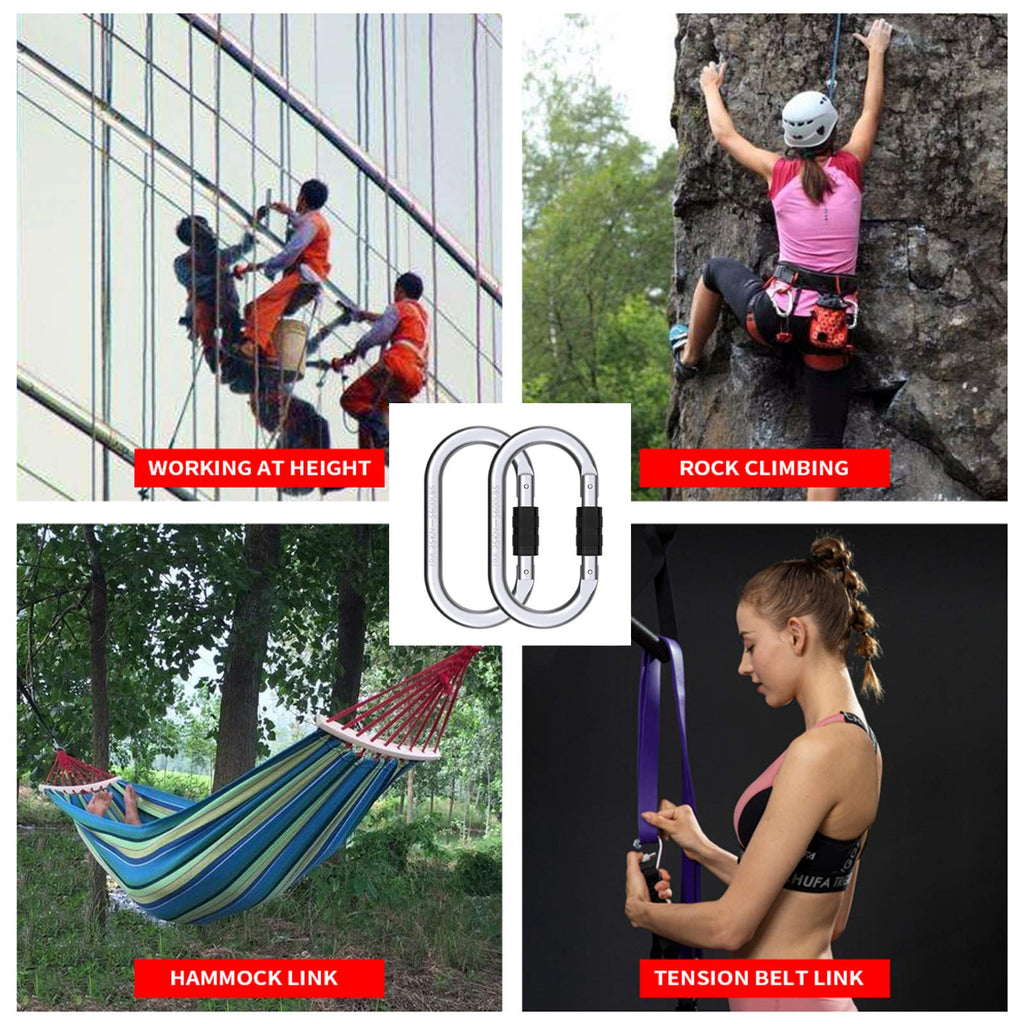 Heavy Duty Screw Locking Carabiner, a premium import ideal for rock climbing, hammocks, and tension belts. Available at Curat Cart.