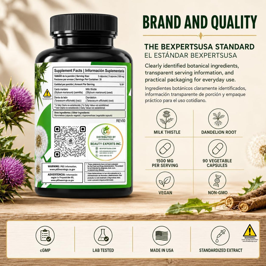 Cardo Mariano Diente Leon supplement, 100% authentic, available in India at Curat Cart. Contains 1500 mg of milk thistle in 90 vegan capsules.