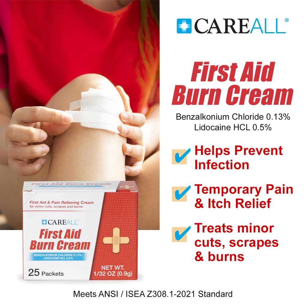 CareALL Burn Relief Cream in official packaging, designed for temporary pain relief and infection prevention. Available at Curat Cart.