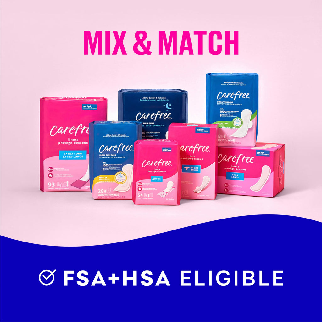 Carefree Panty Liners for Women displayed in official packaging, showcasing quality and variety. Available at Curat Cart.