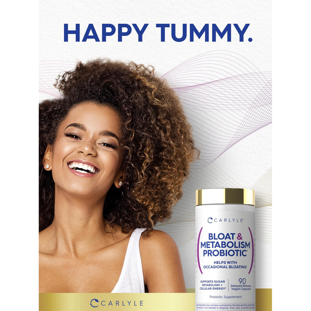 Carlyle Bloat & Metabolism Probiotic, a premium imported supplement from Curat Cart, supports digestion and reduces bloating.