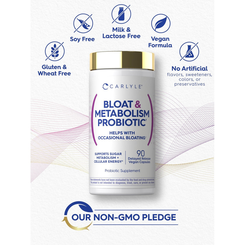 Carlyle Bloat Metabolism Probiotic supports sugar metabolism and energy. Perfect for daily use. Available at Curat Cart.