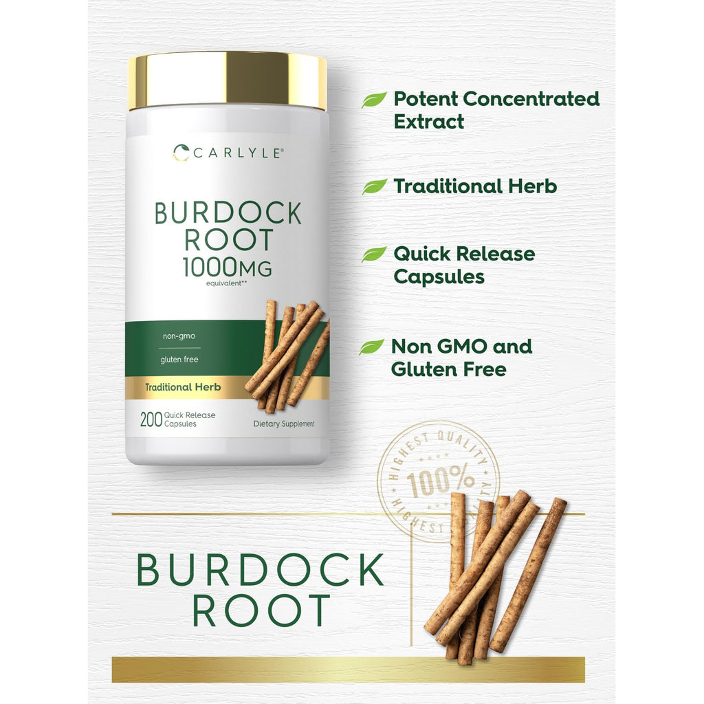 Carlyle Burdock Root Supplement offers potent 1000mg extracts in quick-release capsules, specially curated by Curat Cart for health enthusiasts.