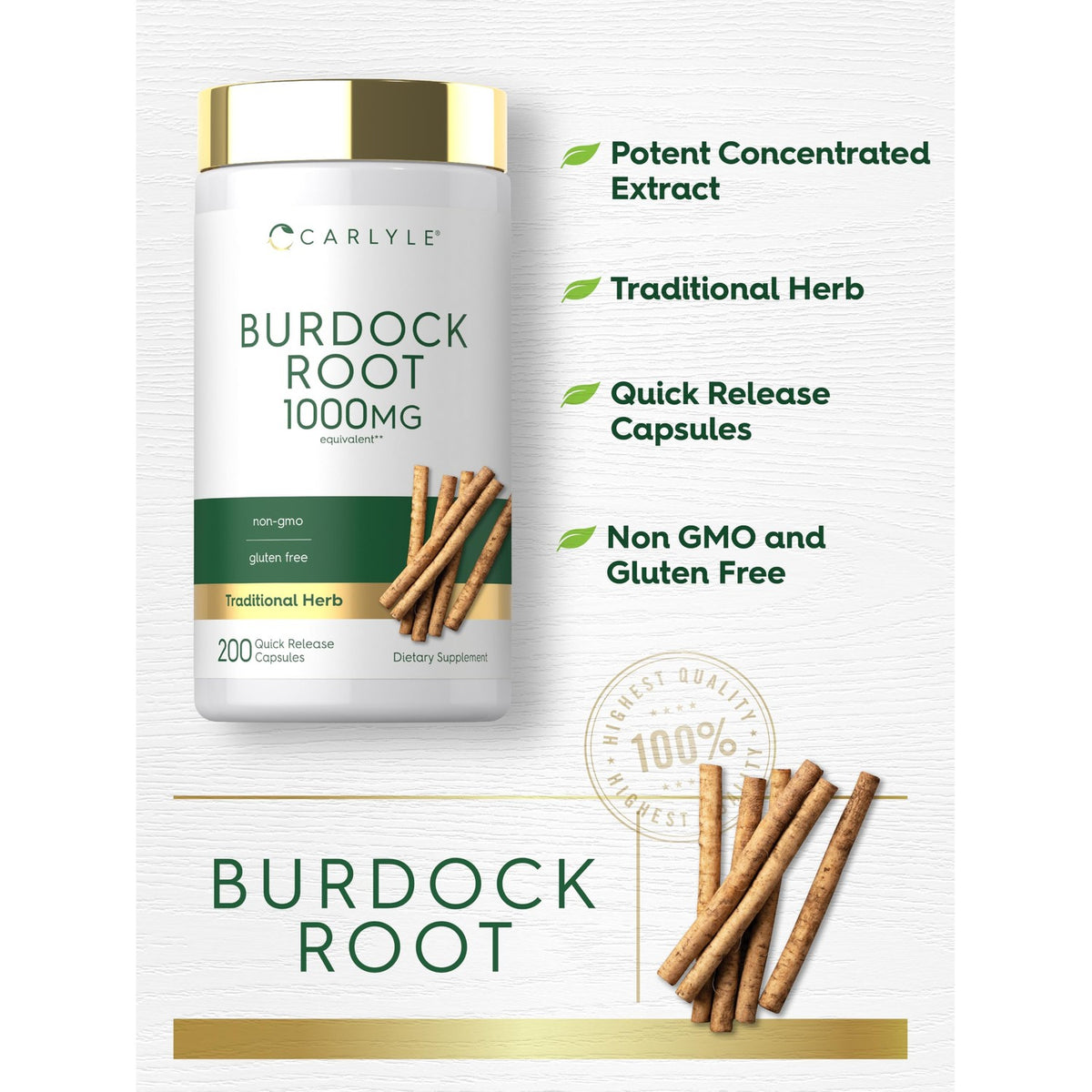 Carlyle Burdock Root Supplement offers potent 1000mg extracts in quick-release capsules, specially curated by Curat Cart for health enthusiasts.