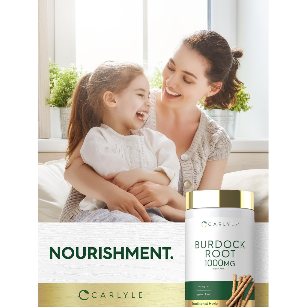 Carlyle Burdock Root 1000MG supplement, a premium import from Curat Cart, supports nourishment and wellness for your health.