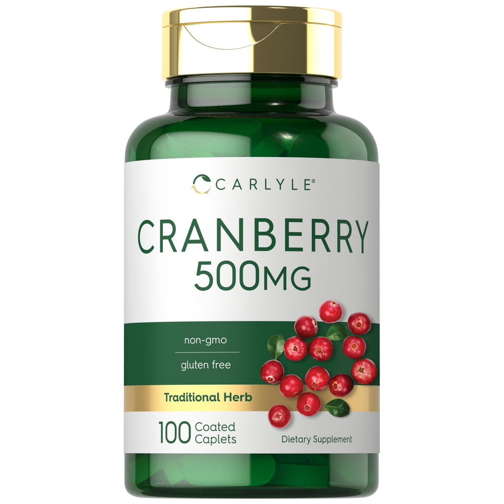 Discover Carlyle Cranberry Pills, a premium imported dietary supplement with 500mg of cranberry in each caplet, available at Curat Cart.
