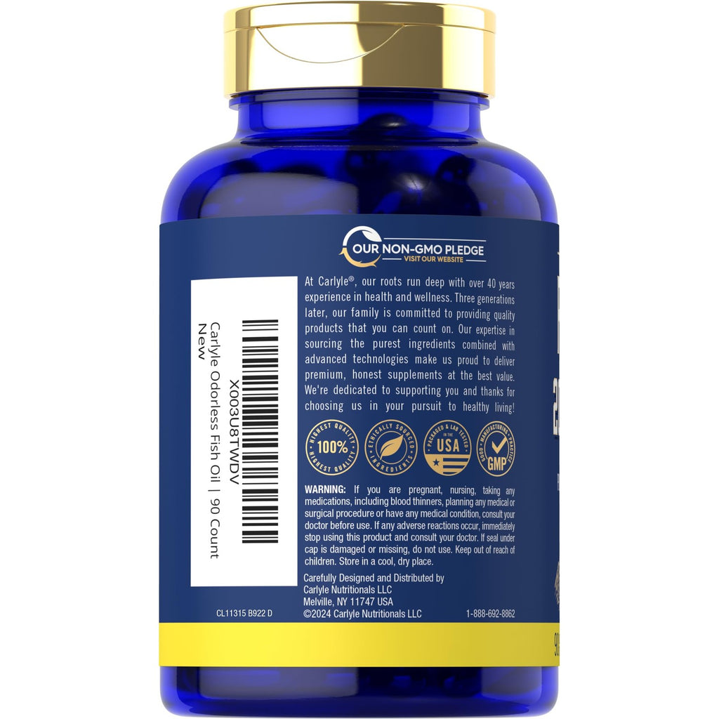 Carlyle Fish Oil Omega 3 Supplement in official packaging, ensuring high-quality ingredients for optimal health from Curat Cart.