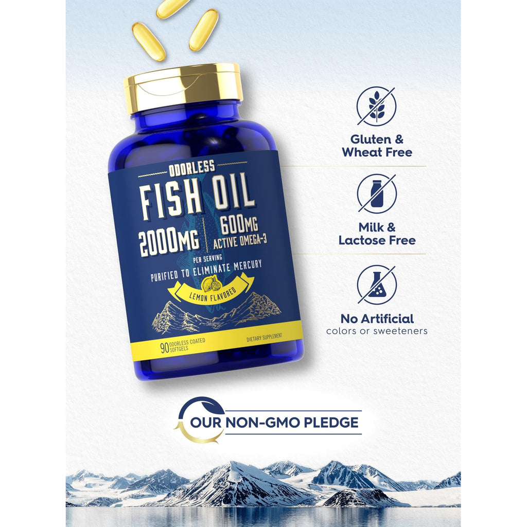 Carlyle Fish Oil Omega 3 Supplement offers 2000mg of odorless fish oil, perfect for daily health support. Available at Curat Cart.