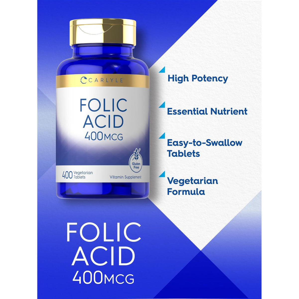 Discover Carlyle Folic Acid 400MCG, a high potency vegetarian supplement, exclusively curated by Curat Cart for your health needs.