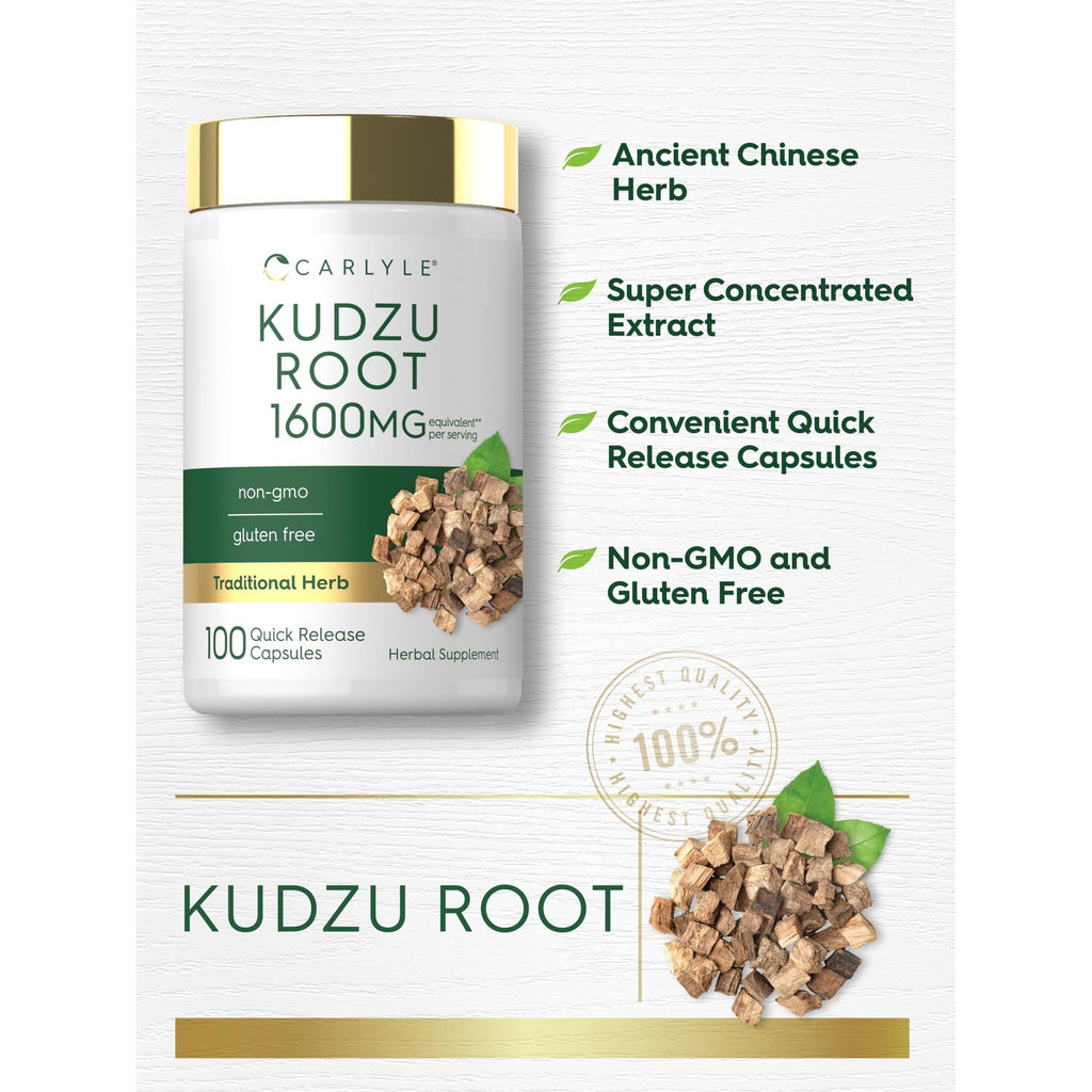 Carlyle Kudzu Root Extract Capsules, specially curated by Curat Cart, offer super concentrated herbal support for wellness.