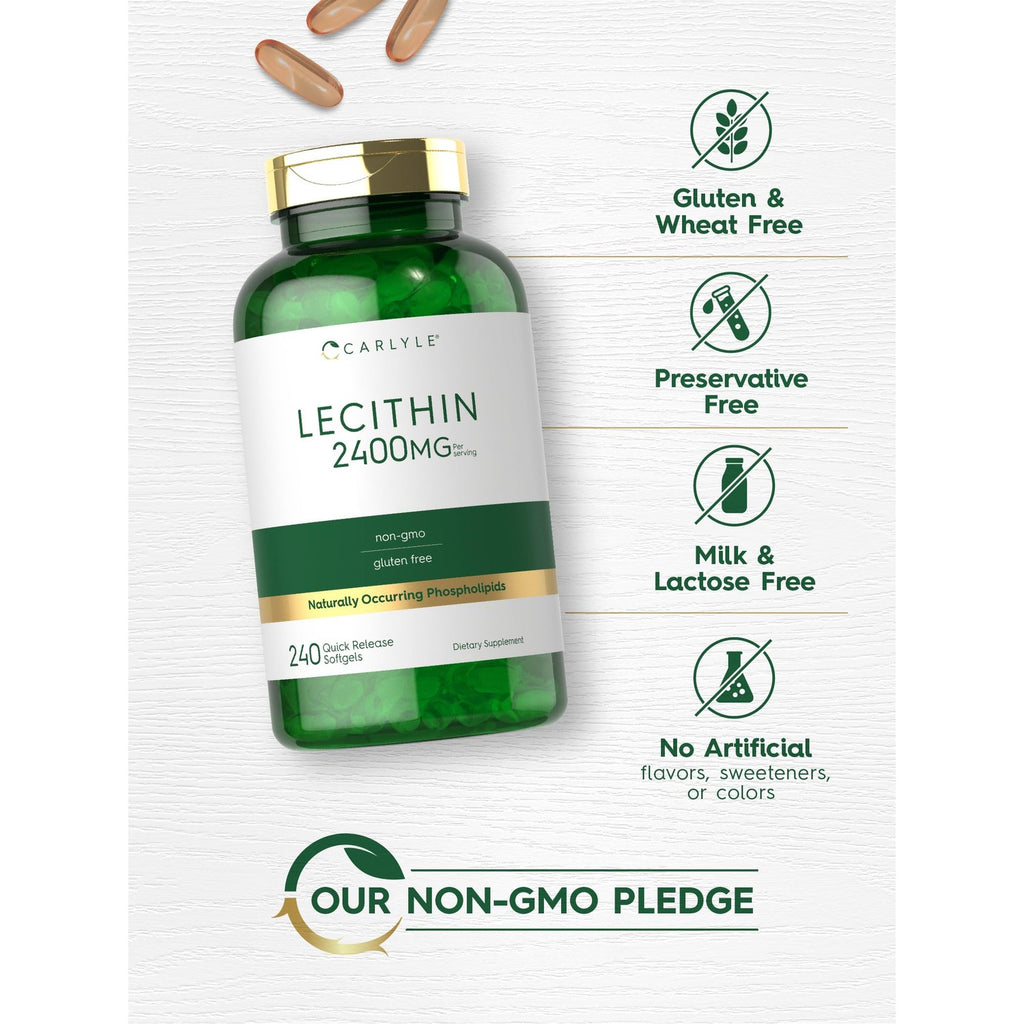Discover Carlyle Lecithin Supplement, 2400mg, gluten-free and non-GMO, exclusively at Curat Cart for optimal health.