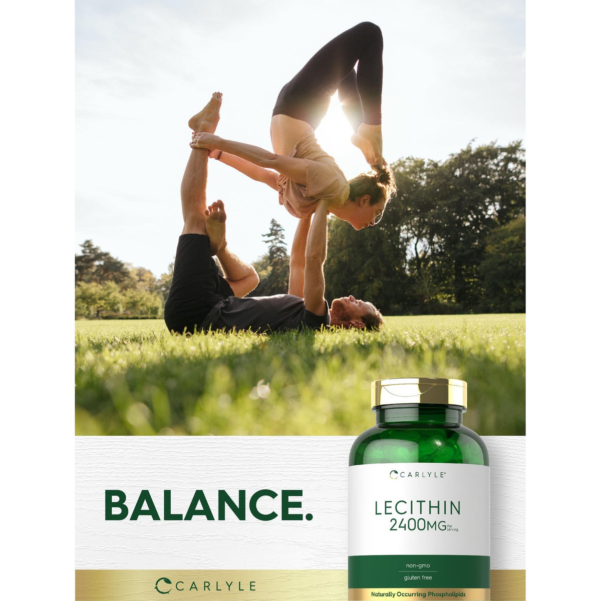 Carlyle Lecithin 2400mg supplement, a premium import, promotes wellness and balance. Available at Curat Cart.