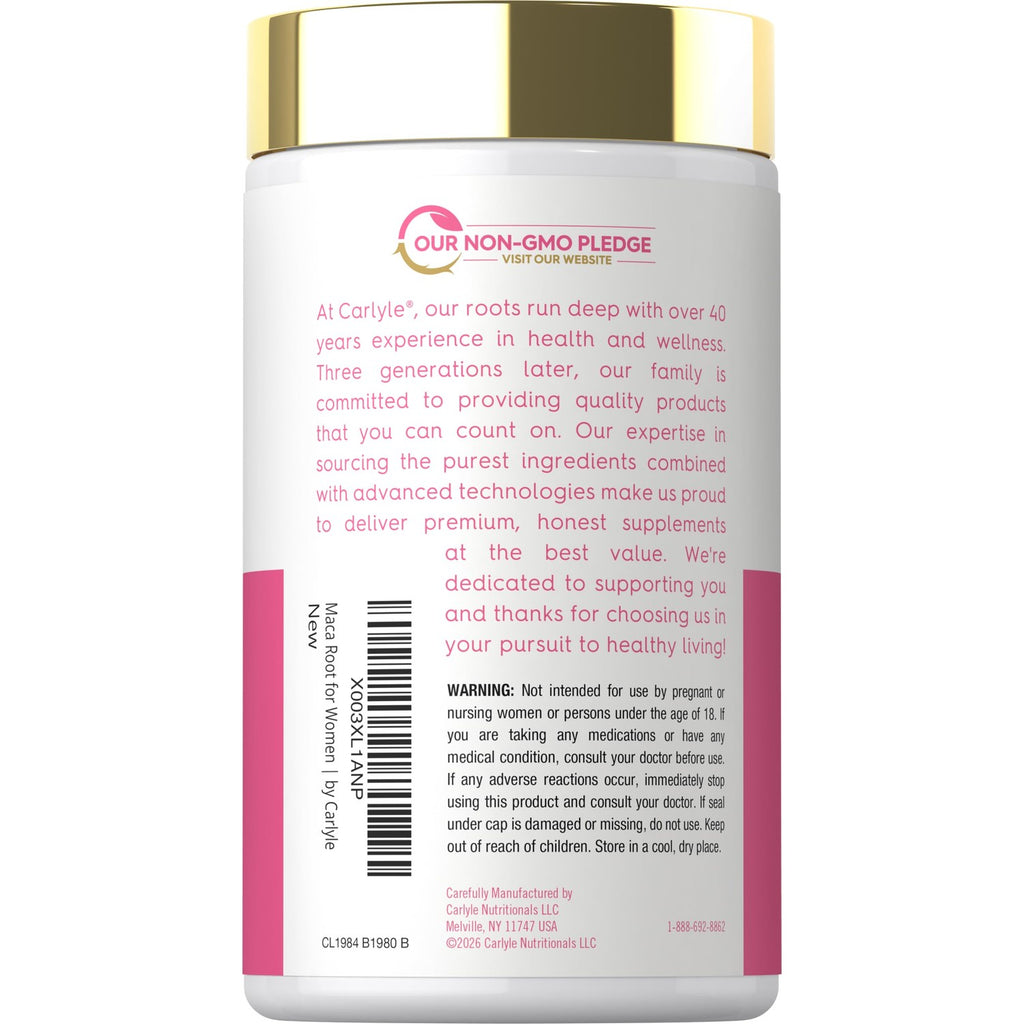 Carlyle Maca Root Capsules in premium packaging, ensuring high-quality supplements for your health. Available at Curat Cart.