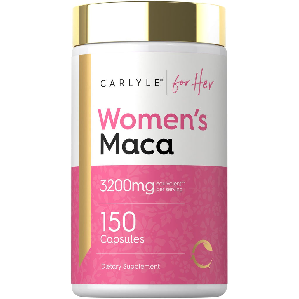 Premium imported Carlyle Maca Root Capsules for women, offering 3200mg in 150 capsules. Available at Curat Cart.