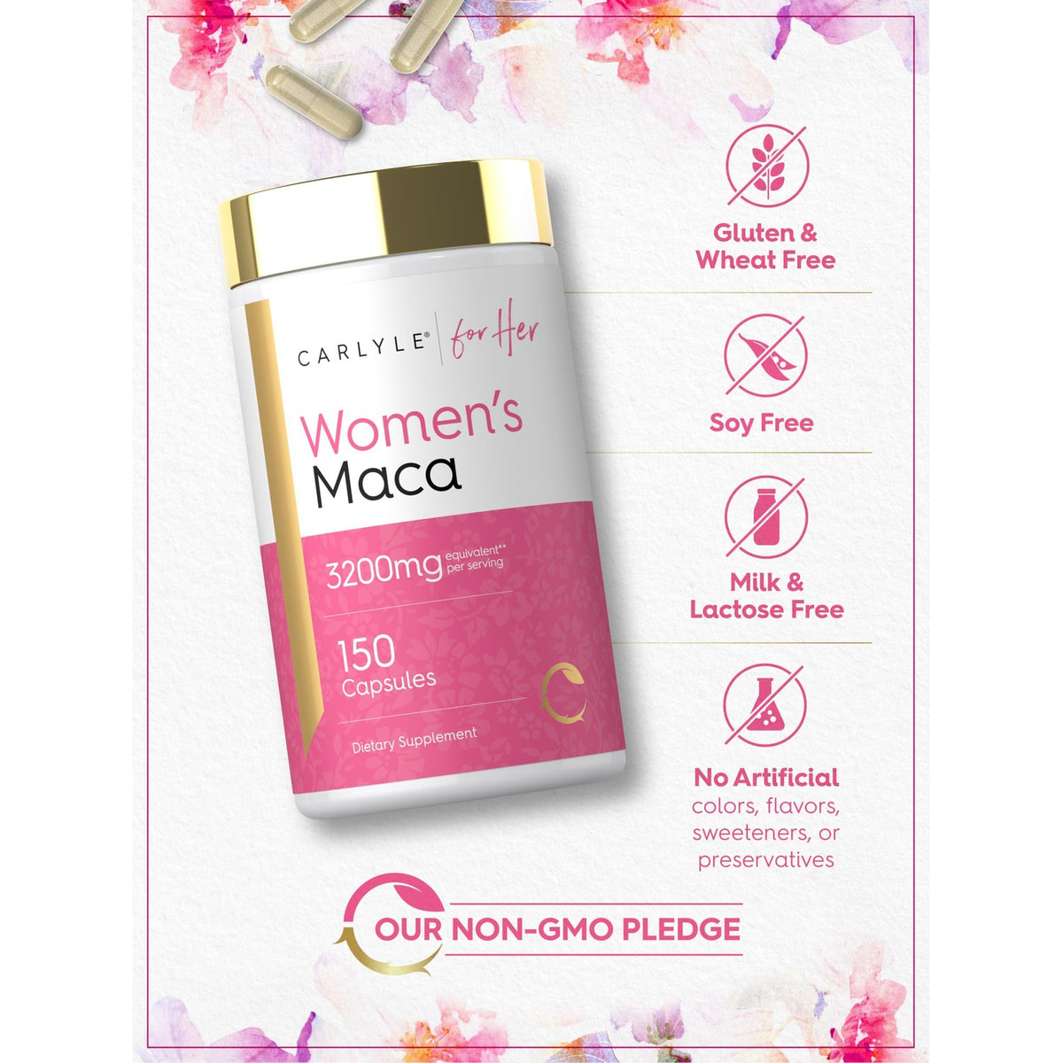Elevate your wellness with Carlyle Maca Root Capsules, gluten-free and non-GMO, perfect for daily use. Available at Curat Cart.