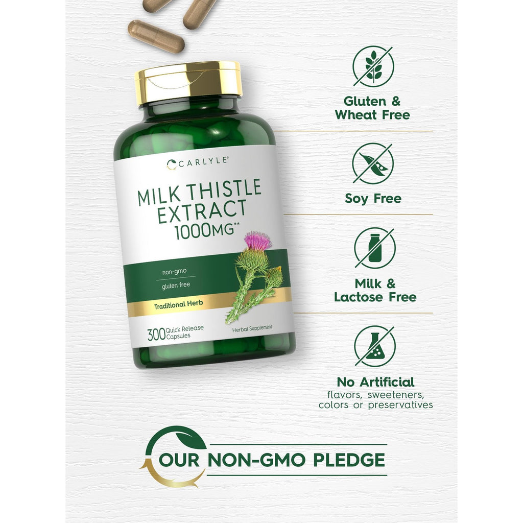 Discover Carlyle Milk Thistle Capsules, a non-GMO herbal supplement, exclusively curated by Curat Cart for your wellness journey.
