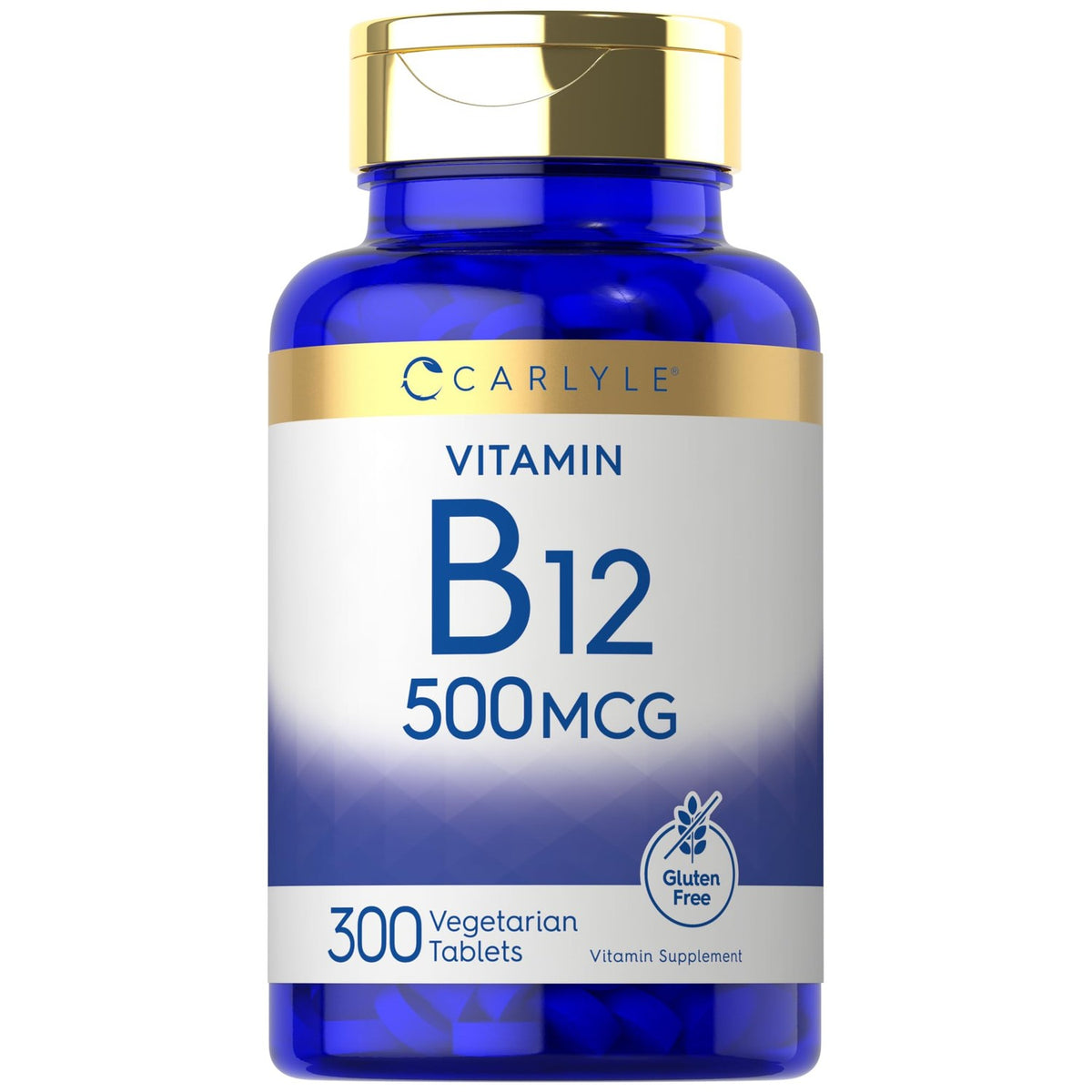 Carlyle Vitamin B-12 500MCG, premium imported supplement with 300 vegetarian tablets, available at Curat Cart.