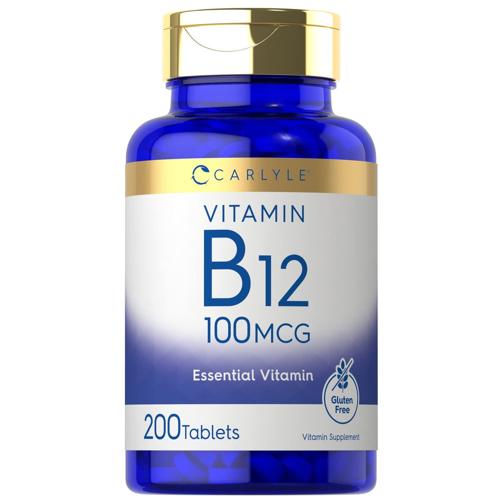 Discover Carlyle Vitamin B12 Supplement, a premium import offering 100 MCG of essential vitamins in 200 gluten-free tablets. Available at Curat Cart.
