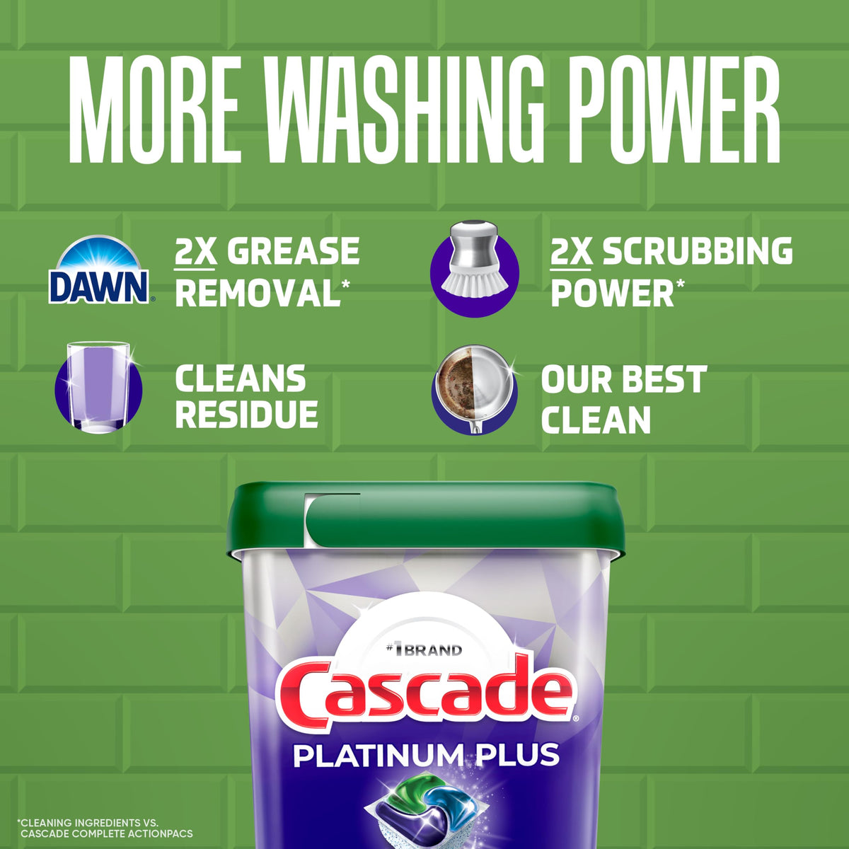 Cascade Platinum Plus Dishwasher Pods in official packaging, designed for powerful cleaning. Available at Curat Cart.