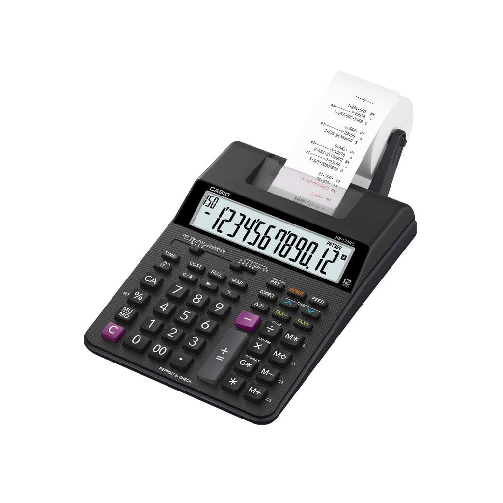 Casio HR-170RC Plus Mini Calculator in official packaging, featuring high-quality finish and printing capabilities, available at Curat Cart.
