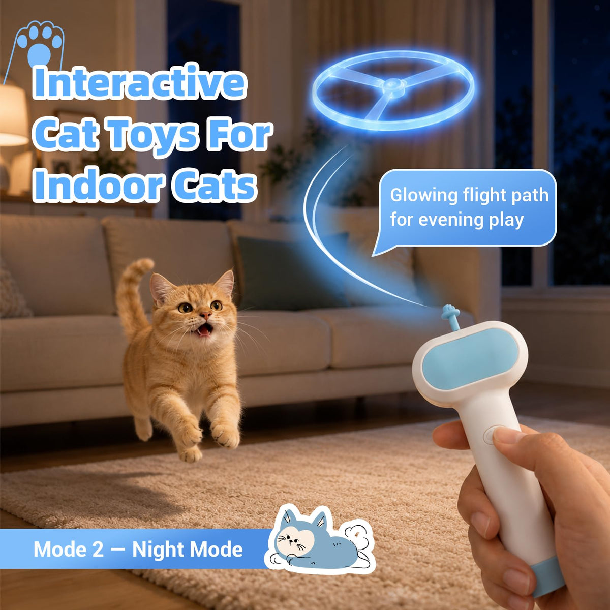 Engage your feline with the Cat Fetch Toy with Launcher, exclusively from Curat Cart. Perfect for indoor fun and night play.