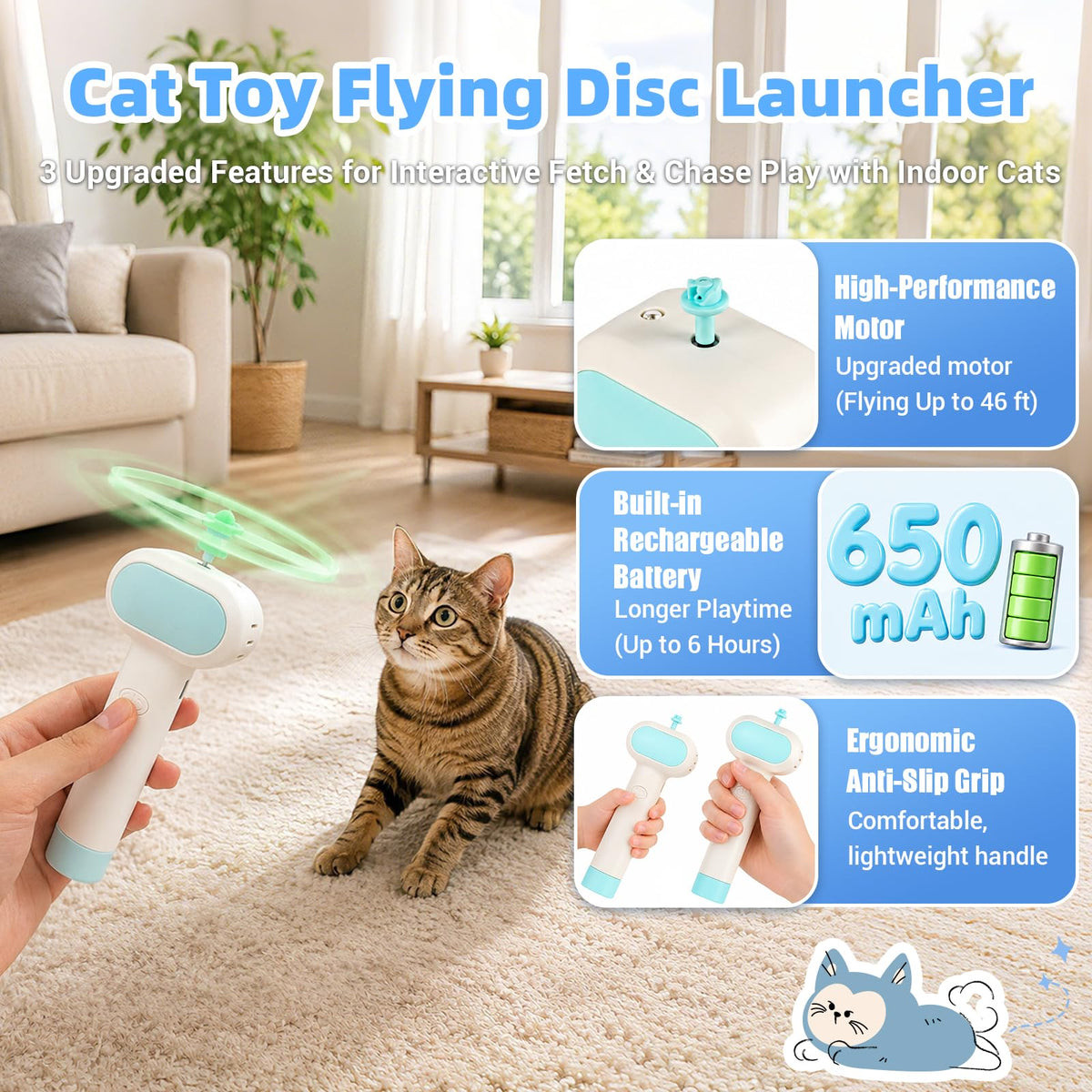 Engage your cat with the Cat Fetch Toy with Launcher, featuring ergonomic design and 100% authenticity, available at Curat Cart.