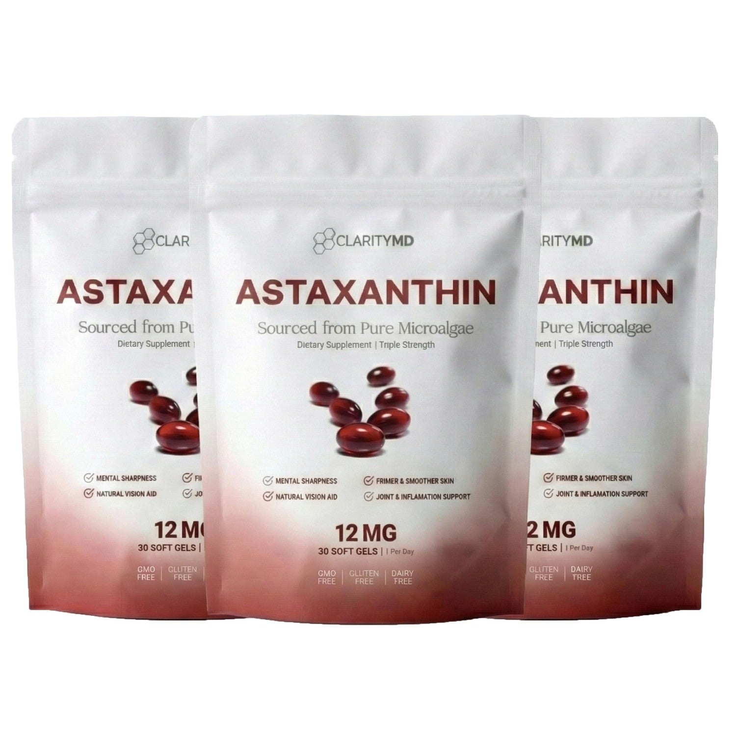 Astaxanthin 12mg Antioxidants Supplement – Natural Microalgae Source – Lipid-Based Softgel for Enhanced Absorption – Cognitive, Vision & Joint Support – 30 Softgels (Pack of 1)