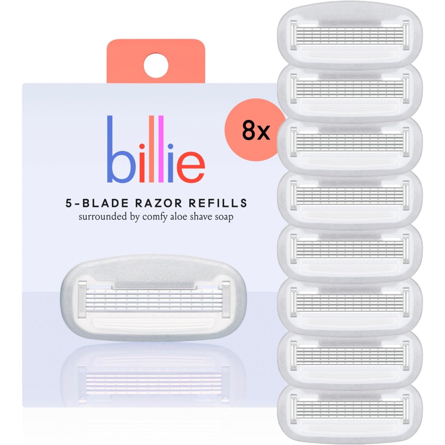 Billie Women’s Razor Refill Blades 5-Blade Cartridges - 8 count | 5 blade razors for women, Sensitive skin, Surrounded by aloe shave soap