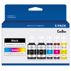 Premium imported CEEBOO Ink Bottle Replacement for Epson, featuring a 5-pack combo of vibrant colors. Available at Curat Cart.
