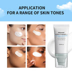 Centella Sunscreen SPF 50 showcases versatile application suitable for various skin tones. Premium import available at Curat Cart.