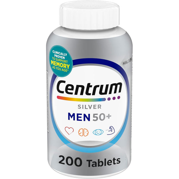 Centrum Silver Men's 50+ Multivitamin with Vitamin D3, B-Vitamins, Zinc for Memory and Cognition - 200 Tablets