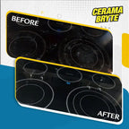 Transform your surfaces with Cerama Bryte Cleaning Pads, showcasing superior cleaning results in official packaging. Available at Curat Cart.