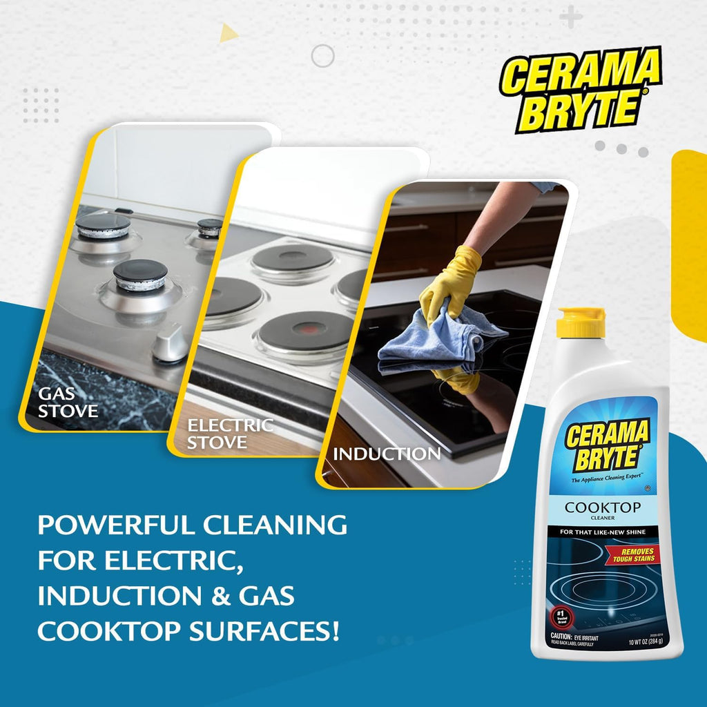 Powerful Cerama Bryte Cleaning Pads for gas, electric, and induction cooktops. Specially curated by Curat Cart.