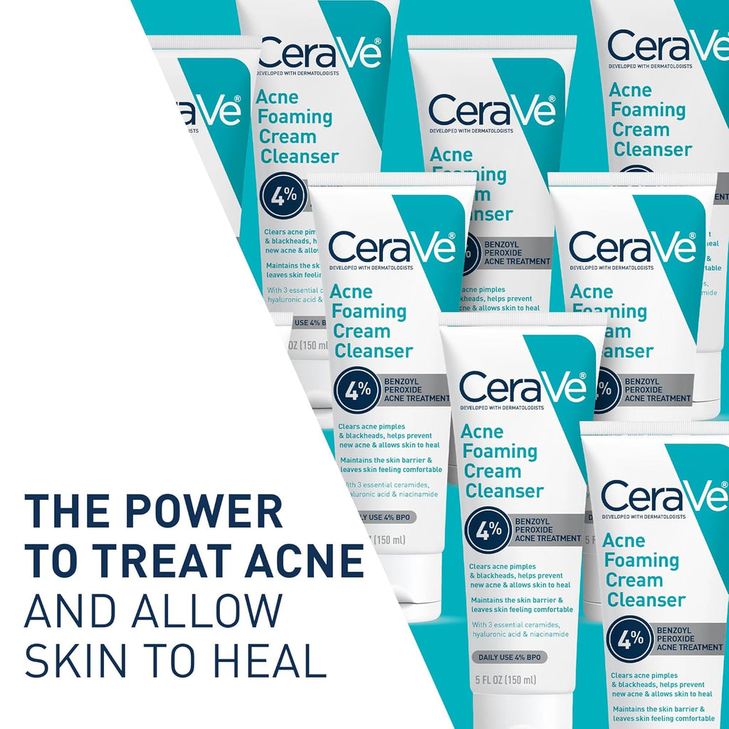 CeraVe Acne Foaming Cream Cleanser - Back Label & Ingredients Details | buy 100% authentic product online in India via Curat 