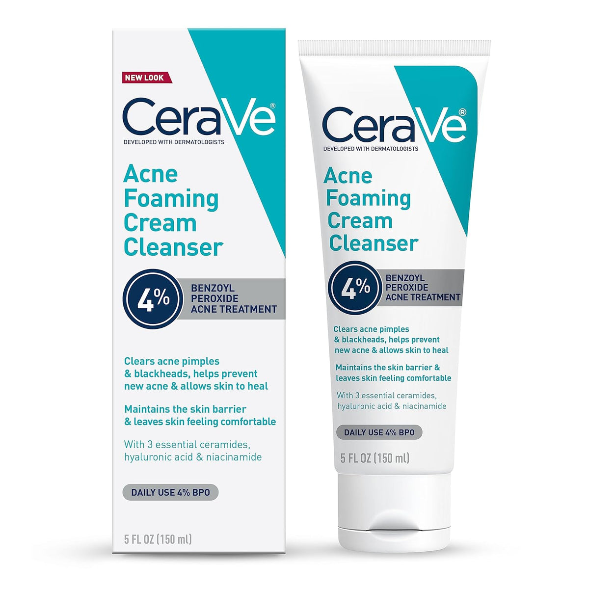 CeraVe Acne Foaming Cream Cleanser - Texture, Swatch & Consistency | original imported packaging available on Curat Cart Indi